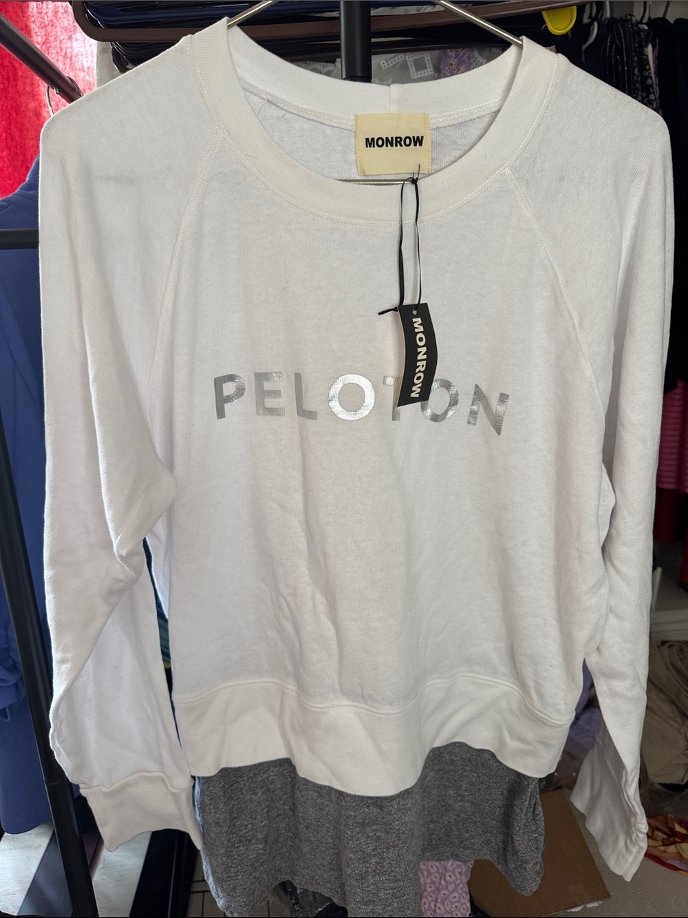 Monrow Crewneck Layered Sweatshirt with Peloton Logo
